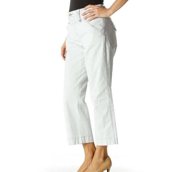 idra White Striped Cropped Pant - Picture 2 of 3